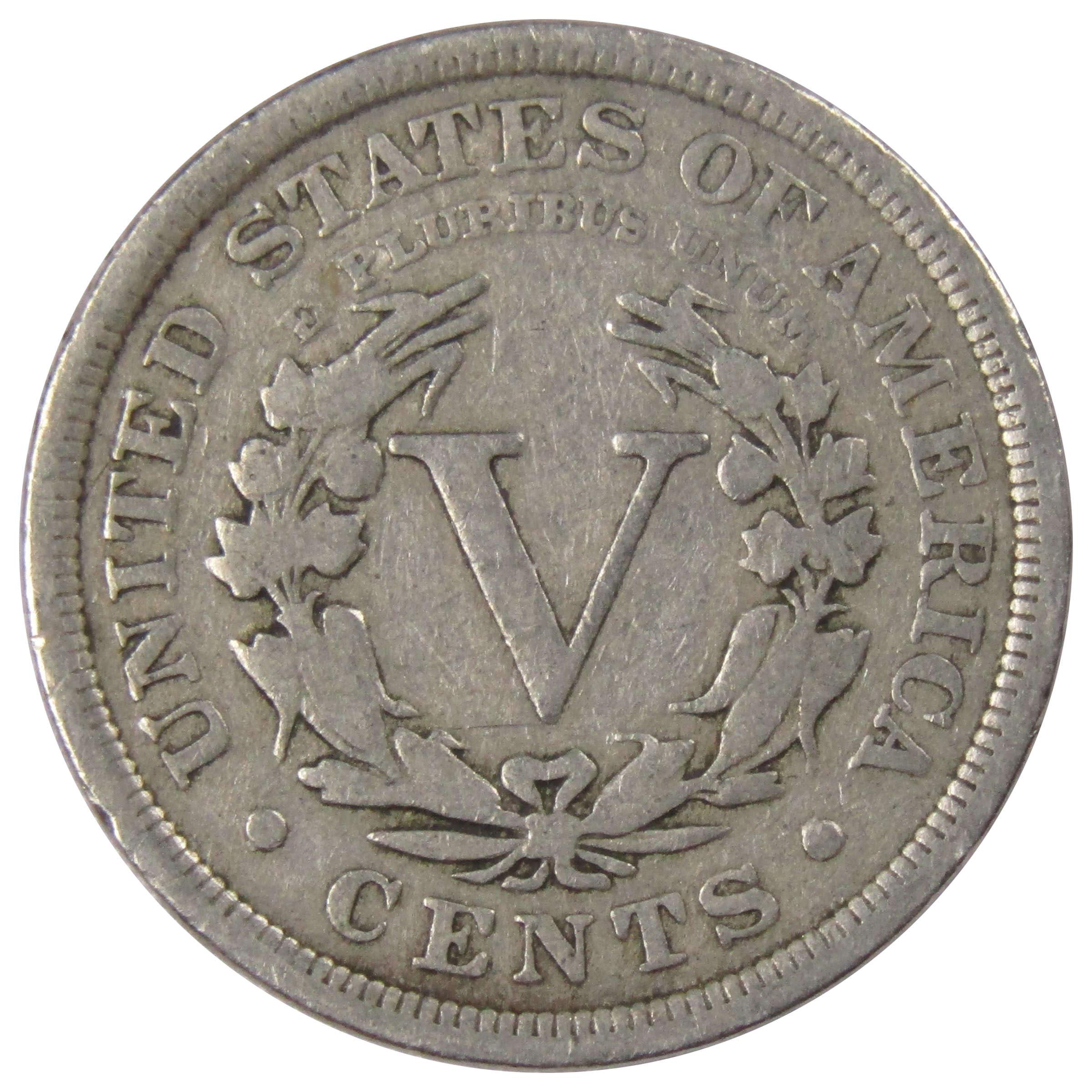 1908 Liberty Head V Nickel 5 Cent Piece VG Very Good 5c US Coin